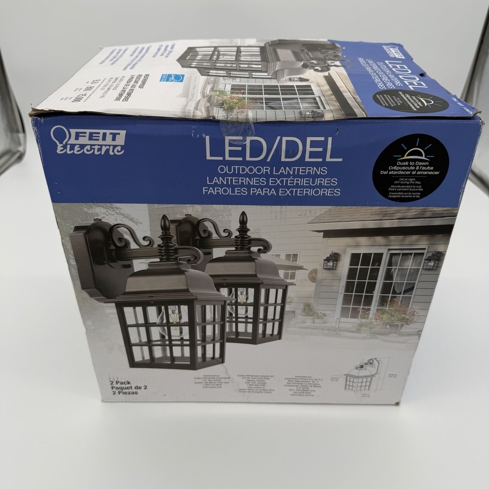Feit Electric 12" LED Coach Light Lantern 2-Pack Oil Rubbed Bronze New Open Box